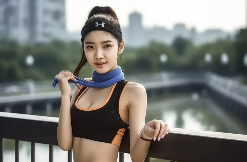 年轻女子运动后休息户外摄影,高清,摄影图,摄影图片,图片大全,摄影图免费下载